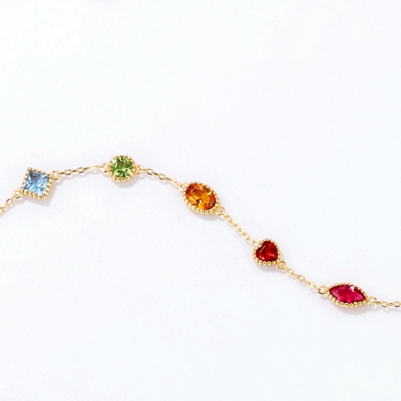 14K Gold Plated Crystal Stone Chakra Bracelet - Picture 4 of 4